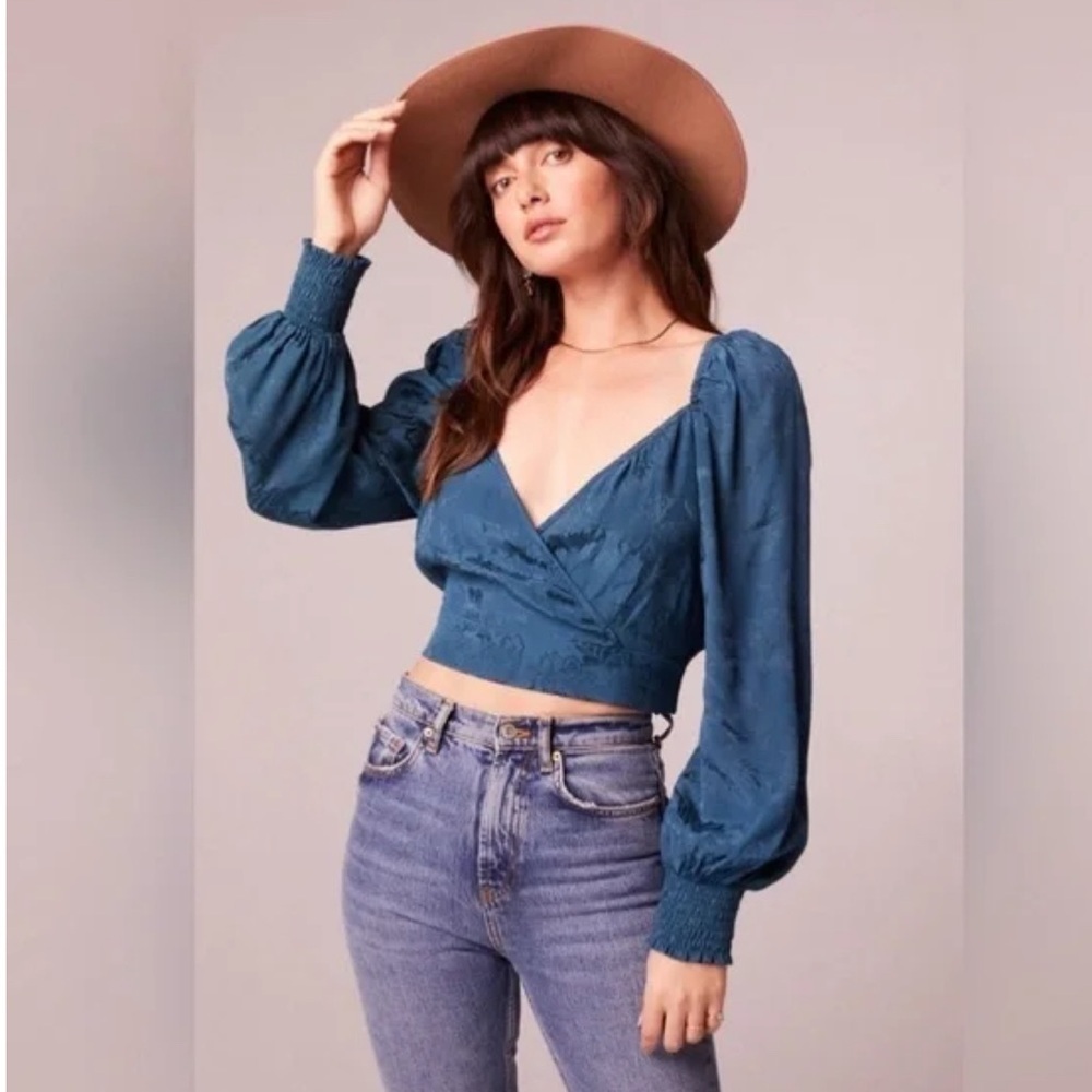 Band Of The Free CAMILLE DEEP TEAL CROSSOVER CROP TOP